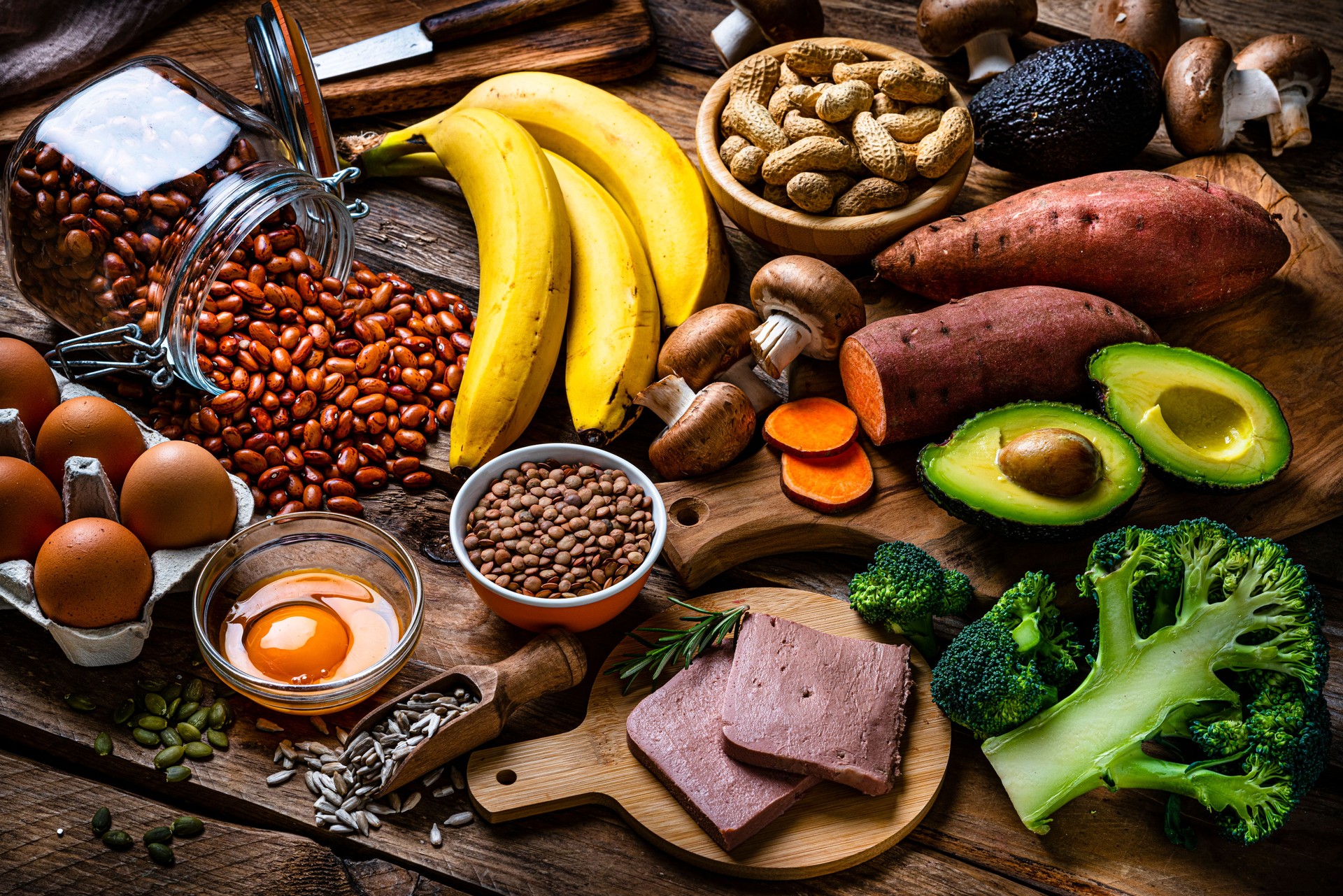 Group of food with natural sources of biotin (vitamin B7)